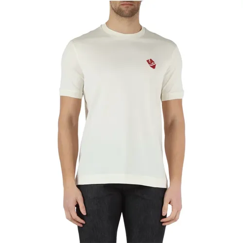 Baumwoll T-Shirt mit Logo-Stickerei vorne , Herren, Größe: XL - Emporio Armani - Modalova