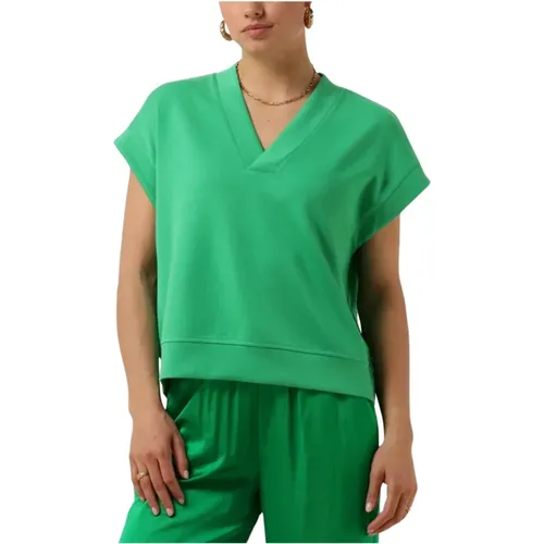 Grünes ärmelloses Modal-Sweatshirt mit V-Ausschnitt , Damen, Größe: L - Scotch & Soda - Modalova