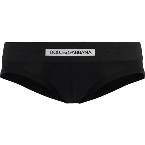 Elastische Briefs mit Kontrastlogo , Herren, Größe: M - Dolce & Gabbana - Modalova