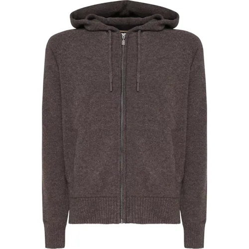 Dark Wool Hooded Zip Sweater , male, Sizes: M, S, XL - K-way - Modalova