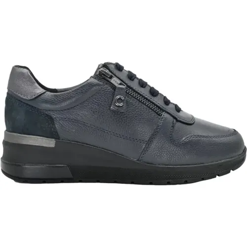 Blaue Sneakers - Mitternachtsstil , Damen, Größe: 41 EU - Cinzia Soft - Modalova