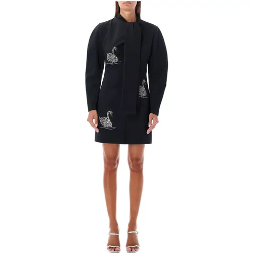 Schwarzes Swan Mini Kleid Aw24 MSGM - MSGM - Modalova