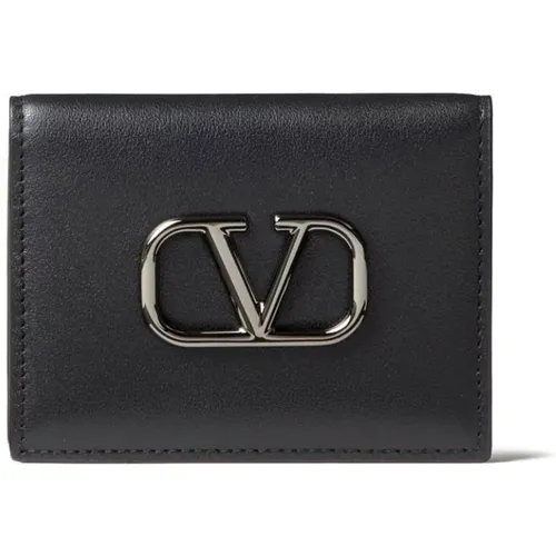 Leather Bi-Fold Wallet VLogo , male, Sizes: ONE SIZE - Valentino Garavani - Modalova