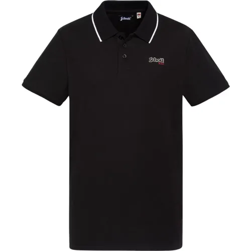 Schwarzes Polo Shirt Baumwolle Piqué , Herren, Größe: M - Schott NYC - Modalova