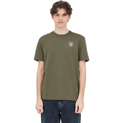 Grünes T-Shirt mit Logo-Print für Herren , Herren, Größe: S - Blauer - Modalova