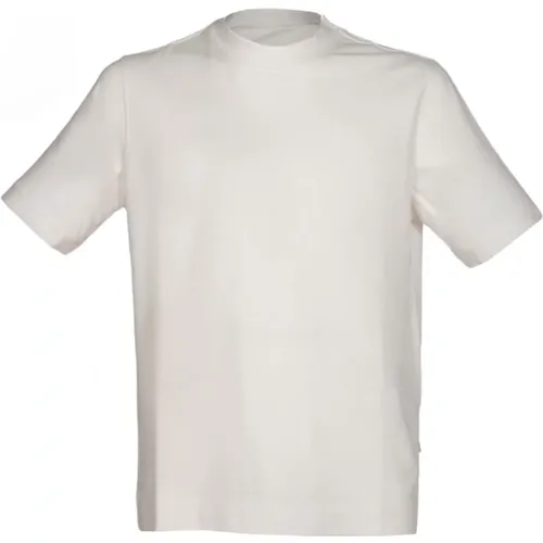 Gerippter Kragen Milchweißes Baumwoll-T-Shirt , Herren, Größe: 2XL - Circolo 1901 - Modalova