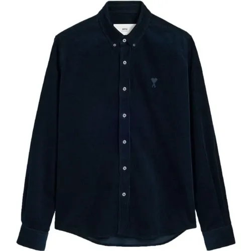 Embroidered corduroy shirt - S , male, Sizes: S, XL, L, M - Ami Paris - Modalova