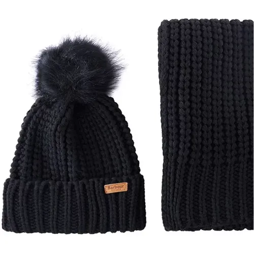 Gerippte Pom Pom Beanie und Schal Set - Barbour - Modalova