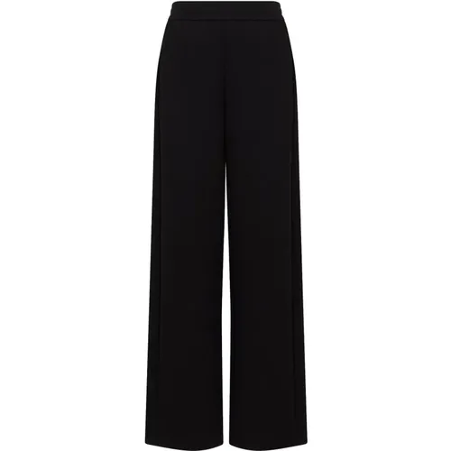 Schwarze Hose Doppelter Jersey Elastischer Bund , Damen, Größe: L - Emporio Armani - Modalova