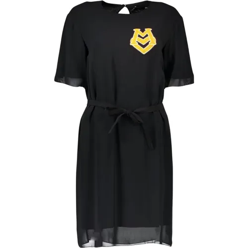 Schwarzes Kurzes Kleid mit Logo-Detail , Damen, Größe: S - Love Moschino - Modalova