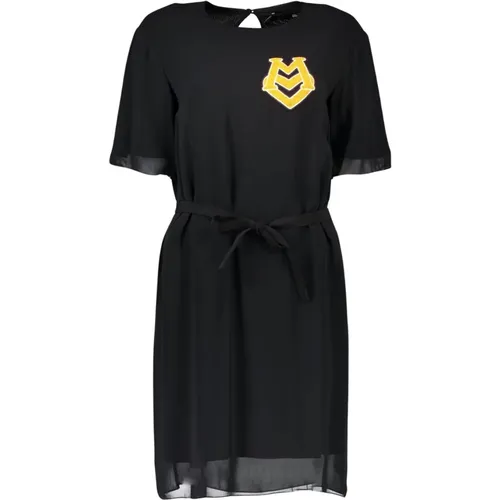 Schwarzes Kurzes Kleid mit Logo-Detail , Damen, Größe: XS - Love Moschino - Modalova