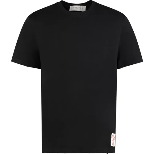 Zerstörter Effekt Baumwoll-Crew-Neck T-Shirt , Herren, Größe: S - Golden Goose - Modalova