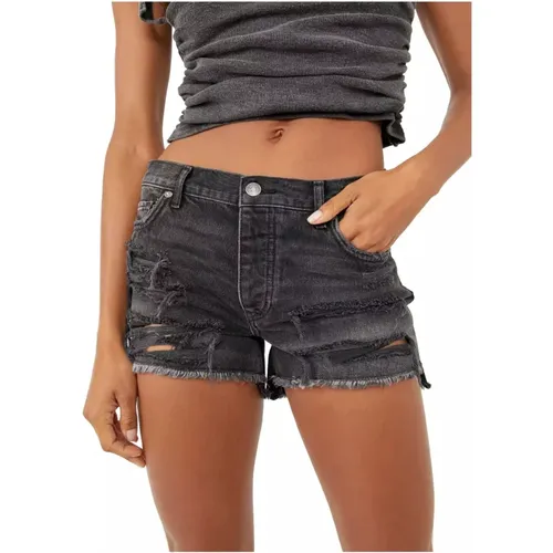 Schwarze Vintage Denim Shorts Maggie - Free People - Modalova