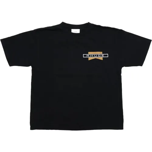 Mutiges Schwarzes Grafik-T-Shirt , Herren, Größe: S - Rhude - Modalova