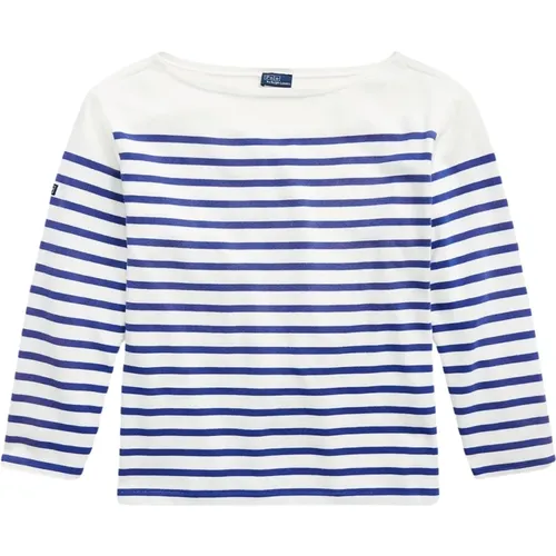 Classic Striped Boatneck Tee Top , female, Sizes: XL, L - Polo Ralph Lauren - Modalova