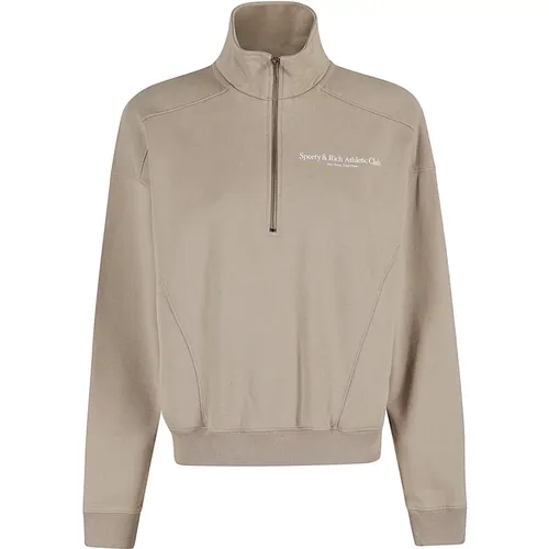 Quarter Zip Athletic Club Pullover , Damen, Größe: S - Sporty & Rich - Modalova