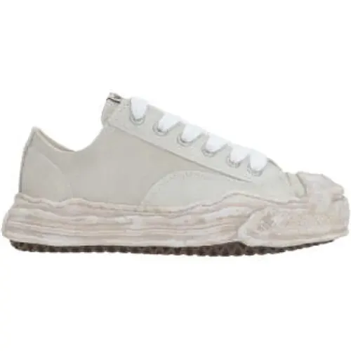 White Low-Top Leather Sneakers Vintage Style , female, Sizes: 5 UK - Mihara Yasuhiro - Modalova