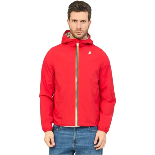 Rote Jacke Slim Fit aus Nylon , Herren, Größe: XL - K-way - Modalova