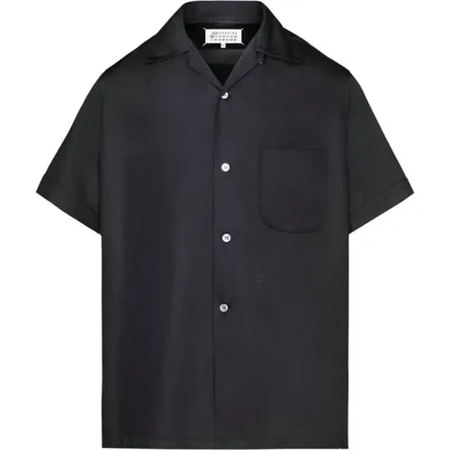 Schwarzes Logo-besticktes Hemd mit Knöpfen , Herren, Größe: 6XL - Maison Margiela - Modalova