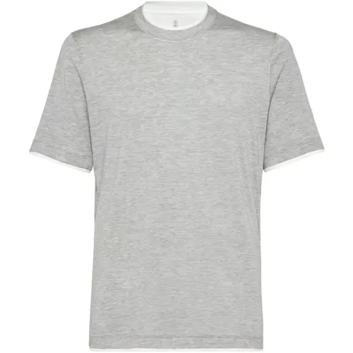 Cotton Crew Neck T-shirt , male, Sizes: M, XL - BRUNELLO CUCINELLI - Modalova