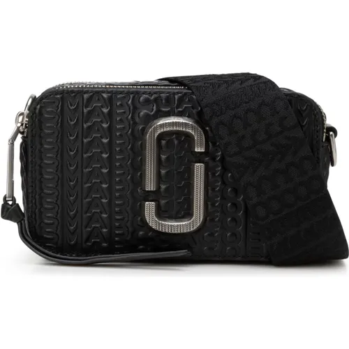 Schwarze Leder Snapshot Tasche mit geprägtem Monogramm , Damen, Größe: ONE Size - Marc Jacobs - Modalova