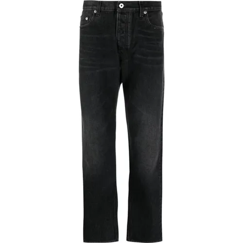 Graue Baumwolle Schwarze Jeans Gerades Bein,Schwarze Tapered Jeans mit Pfeilmuster - Off White - Modalova