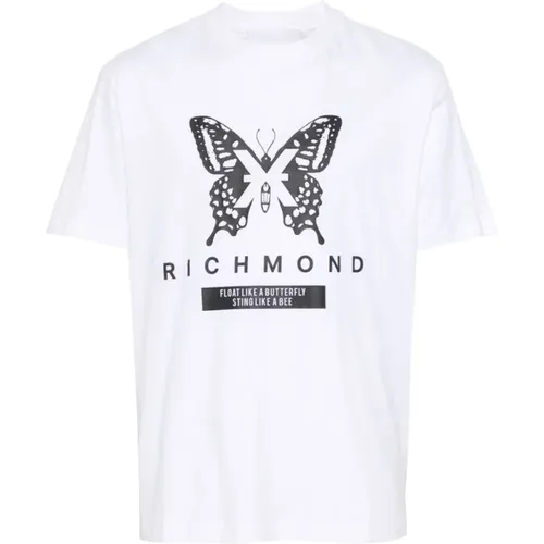 Butterfly Print Crew Neck T-shirt - John Richmond - Modalova