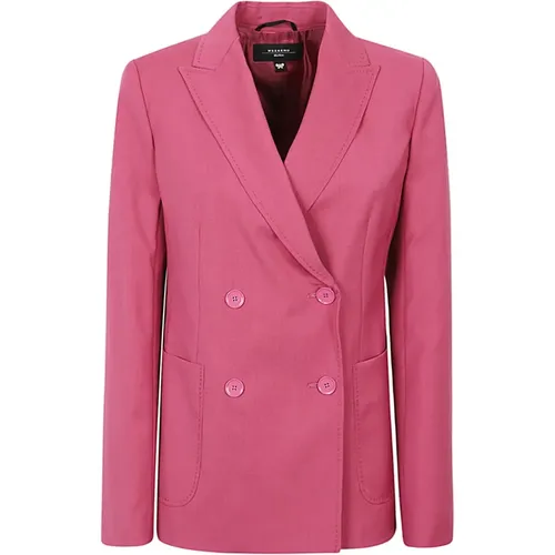 Soft Fuchsia Double-Breasted Wool Jacket , female, Sizes: 3XS, L, M, S, 4XS - Max Mara Weekend - Modalova