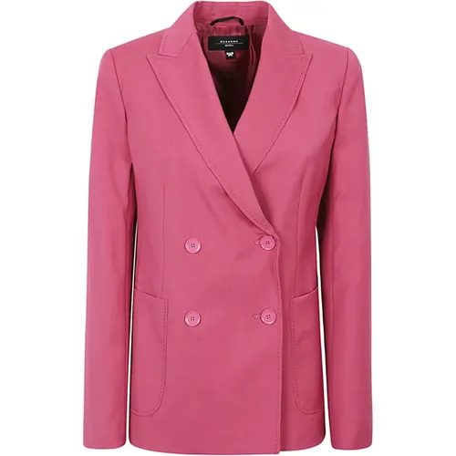 Soft Fuchsia Double-Breasted Wool Jacket , female, Sizes: XL - Max Mara Weekend - Modalova