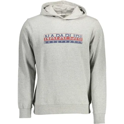 Stylischer Grauer Hoodie für Männer , Herren, Größe: 2XL - Napapijri - Modalova