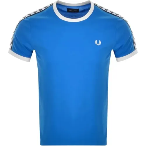 Taped Ringer T-Shirt with Laurel Crown Sleeve Detail , male, Sizes: XL - Fred Perry - Modalova
