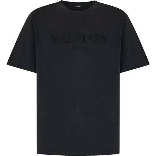 Vintage Grey Cotton Jersey T-Shirt - Balmain - Modalova