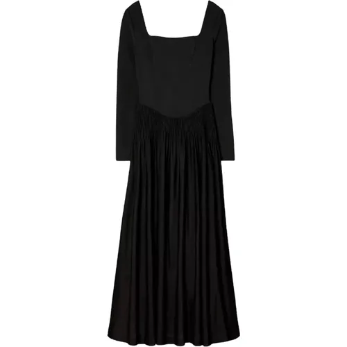 Schwarzes Korsett-Kleid mit Midi-Länge - TORY BURCH - Modalova