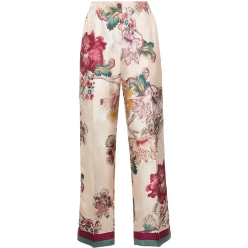 Floral Print Silk Trousers , female, Sizes: L, S, XS, M - F.r.s For Restless Sleepers - Modalova