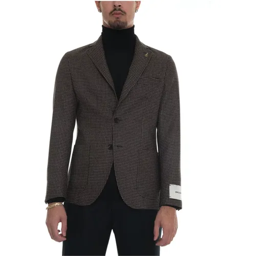 Houndstooth Slim Fit Wool Jacket , Herren, Größe: 2XL - Paoloni - Modalova