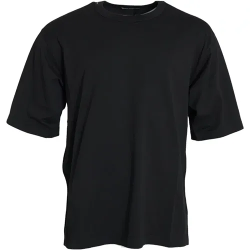 Schwarzes Logo-geprägtes Crew-Neck T-Shirt , Herren, Größe: 2XL - Dolce & Gabbana - Modalova