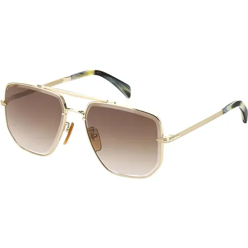 Gold/Brown Shaded Sunglasses , male, Sizes: 60 MM - Eyewear by David Beckham - Modalova