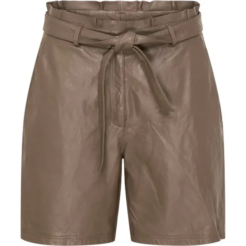 Hoch taillierte Leder-Shorts , Damen, Größe: S - BTFCPH - Modalova