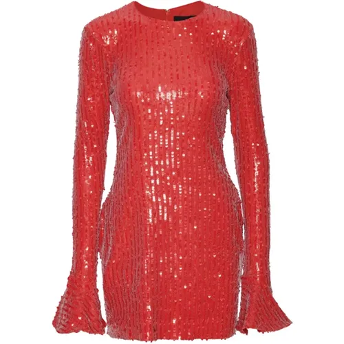 Rotes Pailletten Minikleid - Glamouröser Stil , Damen, Größe: M - ROTATE Birger Christensen - Modalova