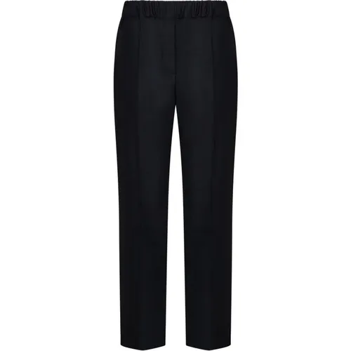 Schwarze Hose aus reiner Schurwolle mit elastischem Bund , Damen, Größe: 2XS - Max Mara - Modalova