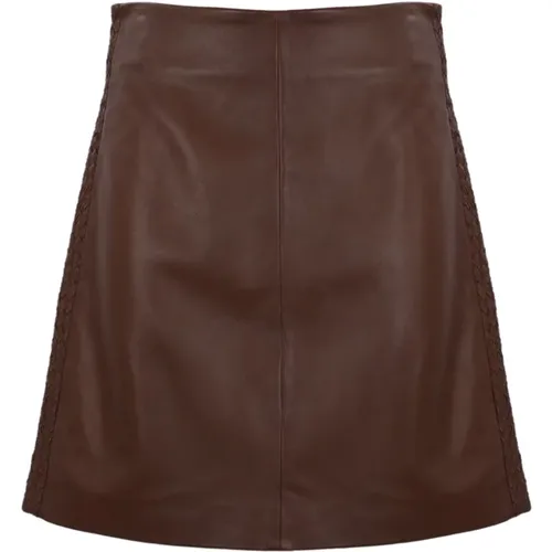 Leather Mini Skirt with Side Bands , female, Sizes: M, XS - Max Mara Weekend - Modalova