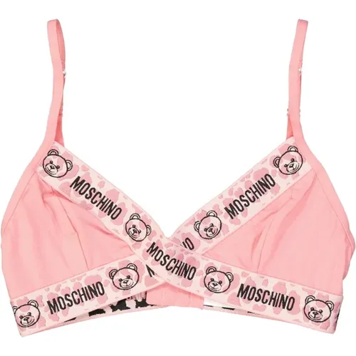 Triangel-BH mit Teddybär-Print , Damen, Größe: M - Moschino - Modalova