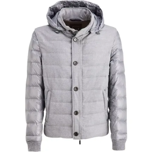 Pearl Grey Technical Flannel Men`s Jacket , male, Sizes: 3XL, 4XL, XL, L, 2XL - Gimo's - Modalova