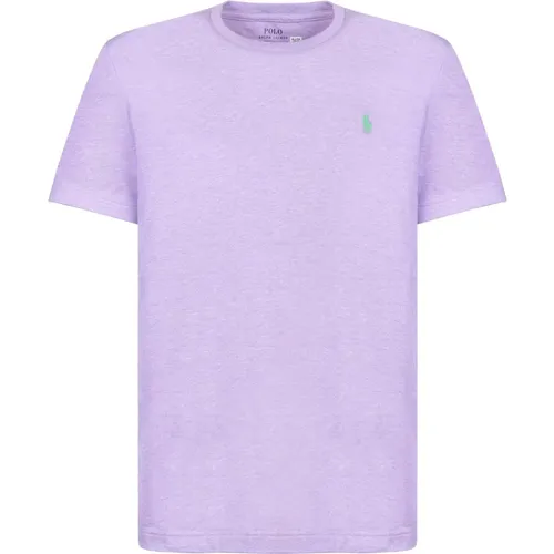 Pastell Lila Baumwoll T-shirt , Herren, Größe: L - Polo Ralph Lauren - Modalova