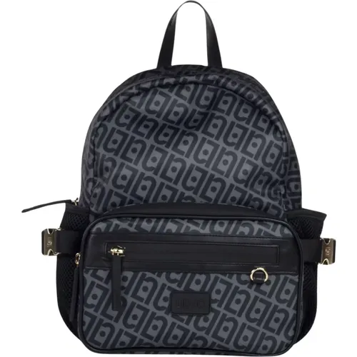 Schwarzer Rucksack mit Logo-Druck und Verstellbaren Trägern , Damen, Größe: ONE Size - Liu Jo - Modalova