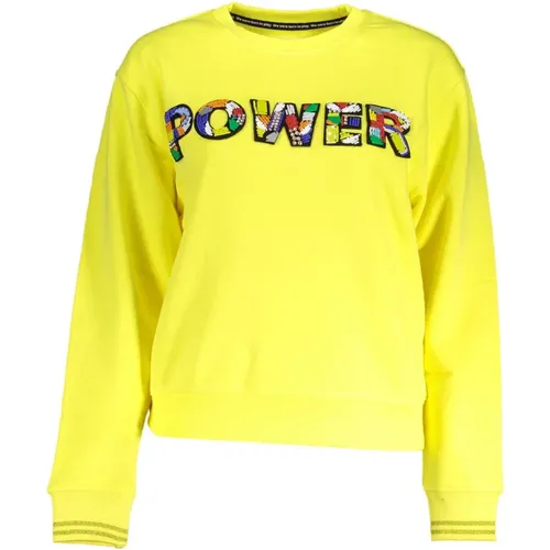 Lebendiges Gelb Sweatshirt mit Einzigartiger Applikation , Damen, Größe: L - Desigual - Modalova