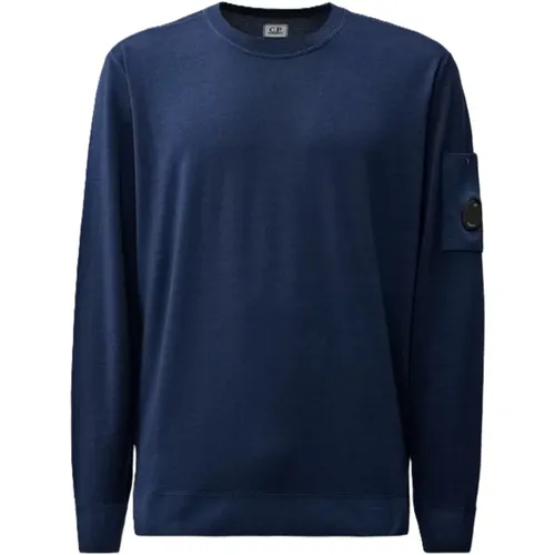 Blauer Merinowollpullover , Herren, Größe: L - C.P. Company - Modalova