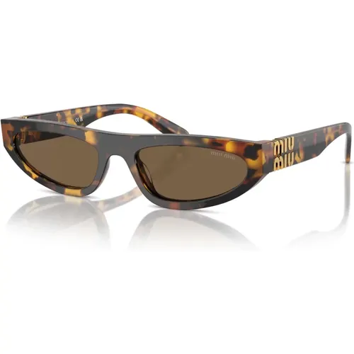 Havana Sonnenbrille mit dunkelbraunem Rahmen , Damen, Größe: 56 MM - Miu Miu - Modalova