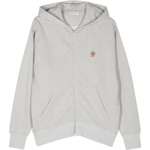 Grey Sweater with Logo Embroidery , male, Sizes: S, M, L - Bally - Modalova