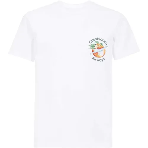 Bedrucktes Logo T-Shirt - Weiß , Herren, Größe: 2XL - Casablanca - Modalova